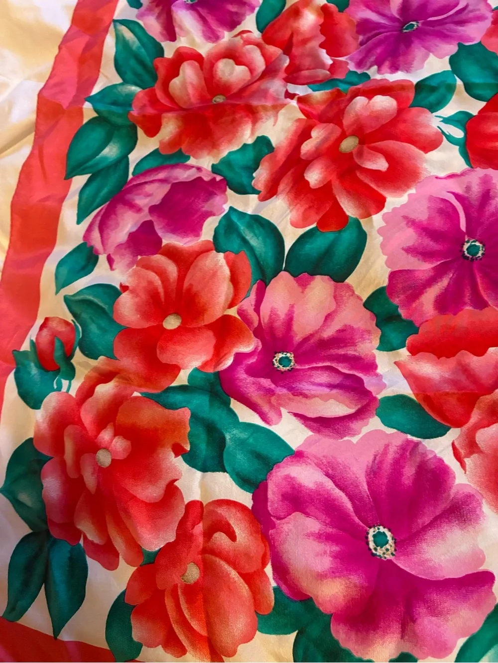 Adrienne Vittadini Pink Oversize Vintage 100% Silk Scarf